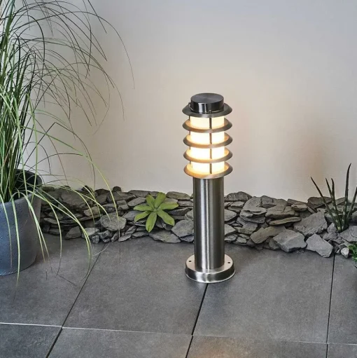 Borne Lumineuse Tunes Nickel Mat, 1 Lumiere