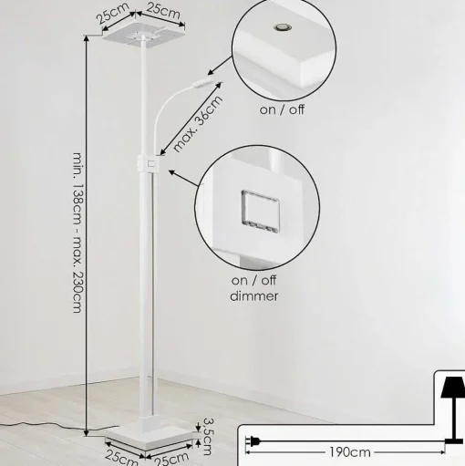 Lampadaire A Vasque Janze Led Blanc, 2 Lumieres