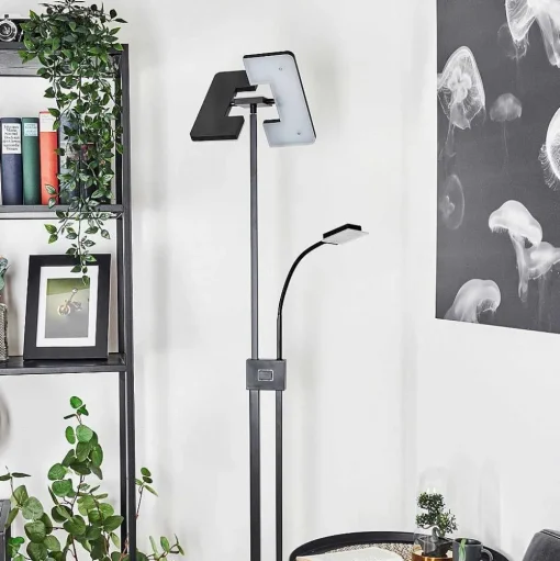 Lampadaire A Vasque Janze Led Noir, 2 Lumieres