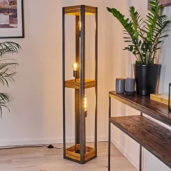 Lampadaire Apia Brun Clair, Argente, 3 Lumieres