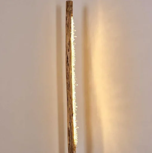 Lampadaire Bansberia Led Bois Clair, Noir, 1 Lumiere