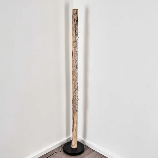 Lampadaire Bansberia Led Bois Clair, Noir, 1 Lumiere