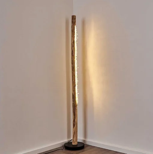 Lampadaire Bansberia Led Bois Clair, Noir, 1 Lumiere