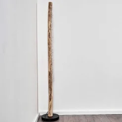 Lampadaire Bansberia Led Bois Clair, Noir, 1 Lumiere