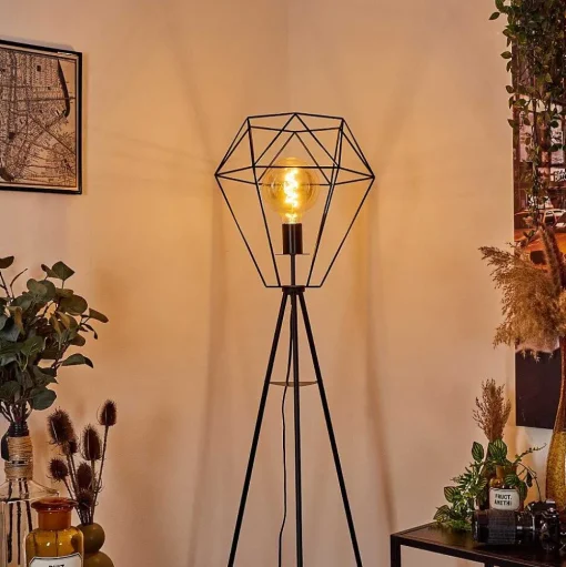 Lampadaire Bardhaman Noir, 1 Lumiere