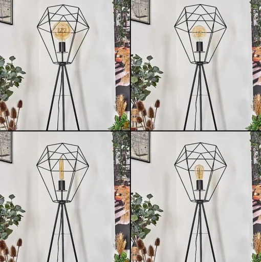 Lampadaire Bardhaman Noir, 1 Lumiere