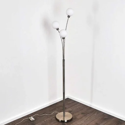 Lampadaire Bernado Nickel Mat, 3 Lumieres