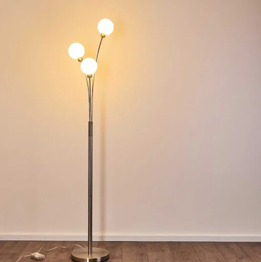 Lampadaire Bernado Nickel Mat, 3 Lumieres