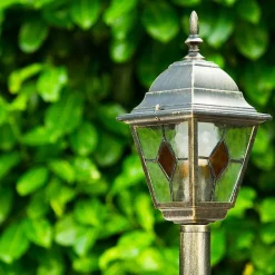 Lampadaire D'Exterieur Antibes Brun Dore, 1 Lumiere