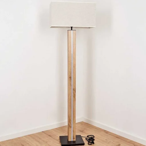 Lampadaire Kyneton Led Ecru, Noir, 2 Lumieres