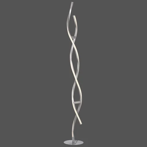 Lampadaire Leuchten-Direkt Lolasmart-Swing Led Acier Brosse, 2 Lumieres, Telecommandes, Changeur De Couleurs