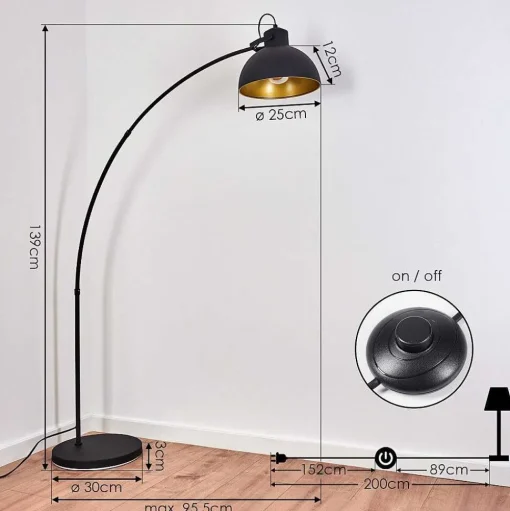 Lampadaire Parola Noir, 1 Lumiere