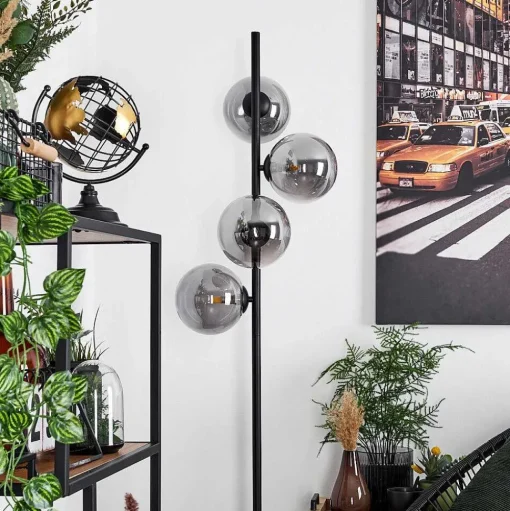 Lampadaire Remaisnil Noir, 4 Lumieres