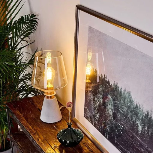 Lampe De Table Jaen Gris, Cuivre, 1 Lumiere