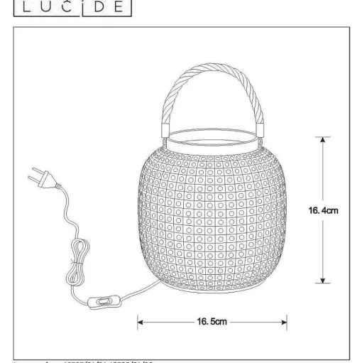 Lampe De Table Lucide Safiya Gris, 1 Lumiere