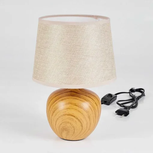 Lampe De Table Stampa Brun, Couleur Bois, 1 Lumiere