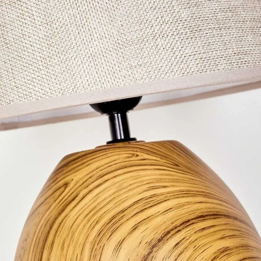 Lampe De Table Stampa Brun, Couleur Bois, 1 Lumiere