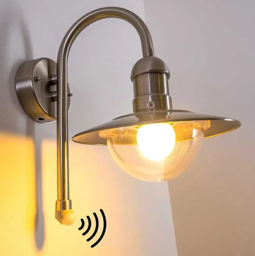 Lampe Murale D'Exterieur Elima Acier Inoxydable, 1 Lumiere, Detecteur De Mouvement