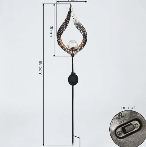 Lampe Solaire Rovinj Led Cuivre, Noir, 1 Lumiere
