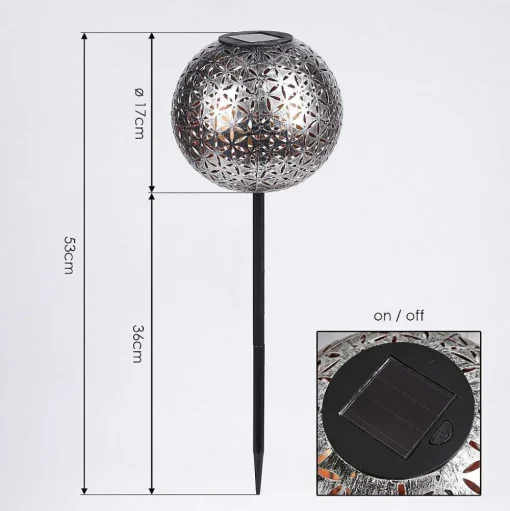 Lampe Solaire Samoao Led Cuivre, Noir, Argente, 1 Lumiere