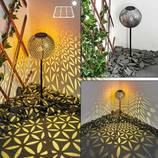 Lampe Solaire Samoao Led Cuivre, Noir, Argente, 1 Lumiere