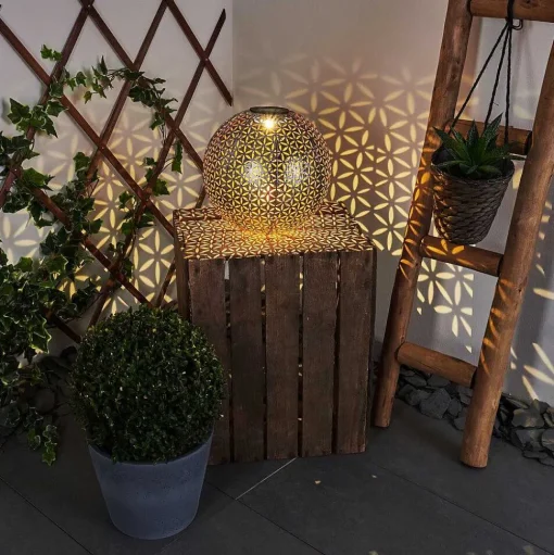 Lampe Solaire Samoao Led Cuivre, Noir, Argente, 1 Lumiere