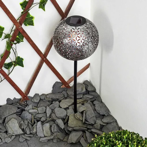 Lampe Solaire Samoao Led Cuivre, Noir, Argente, 1 Lumiere