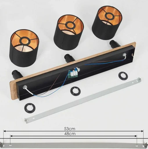 Plafonnier Alsen Bois Fonce, Noir, 3 Lumieres
