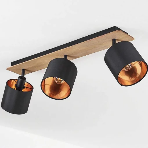 Plafonnier Alsen Bois Fonce, Noir, 3 Lumieres