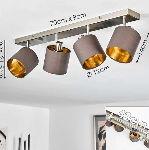 Plafonnier Alsen Nickel Mat, 4 Lumieres