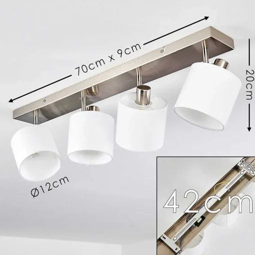 Plafonnier Alsen Nickel Mat, 4 Lumieres