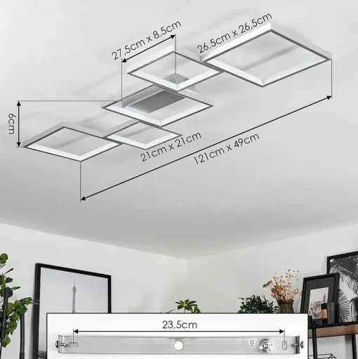 Plafonnier Bacolod Led Argente, 1 Lumiere