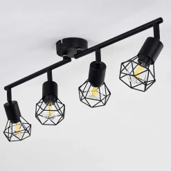 Plafonnier Baripada Noir, 4 Lumieres