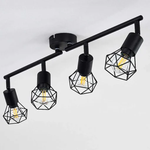 Plafonnier Baripada Noir, 4 Lumieres