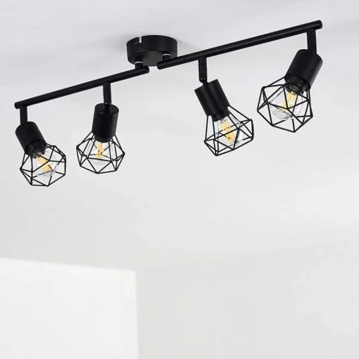 Plafonnier Baripada Noir, 4 Lumieres