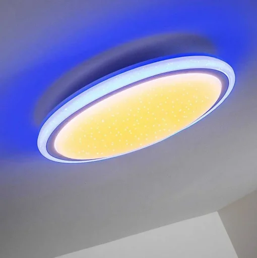 Plafonnier Bermeo Led Blanc, 2 Lumieres, Telecommandes, Changeur De Couleurs