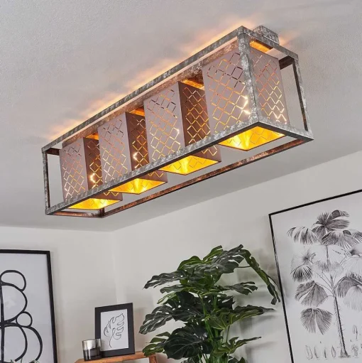 Plafonnier Buchanan Argente, 4 Lumieres