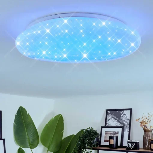 Plafonnier Esgos Led Blanc, 1 Lumiere, Telecommandes