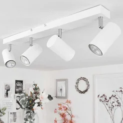 Plafonnier Javel Chrome, Blanc, 4 Lumieres