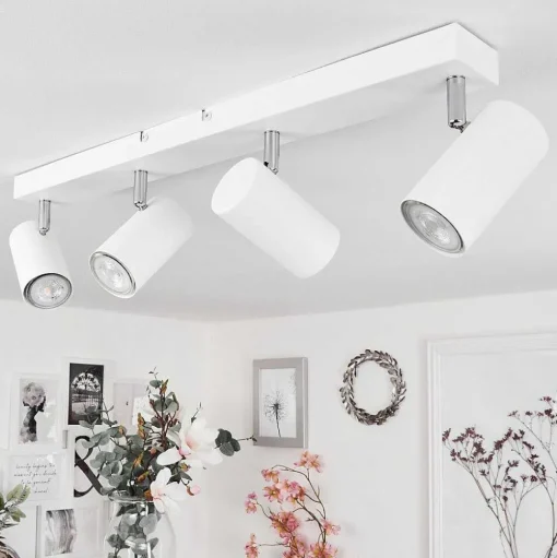 Plafonnier Javel Chrome, Blanc, 4 Lumieres