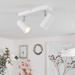 Plafonnier Javel Chrome, Blanc, 2 Lumieres