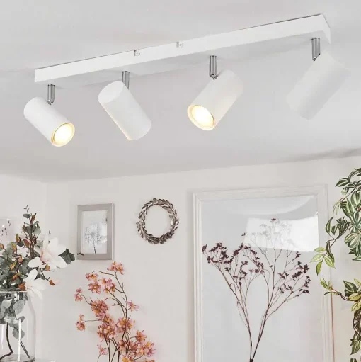 Plafonnier Javel Chrome, Blanc, 4 Lumieres