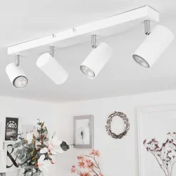 Plafonnier Javel Chrome, Blanc, 4 Lumieres