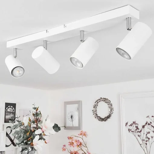 Plafonnier Javel Chrome, Blanc, 4 Lumieres