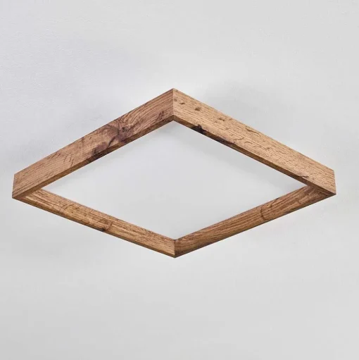 Plafonnier Longvic Led Brun, Couleur Bois, Noir, 1 Lumiere