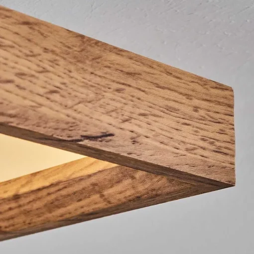Plafonnier Longvic Led Brun, Couleur Bois, Noir, 1 Lumiere
