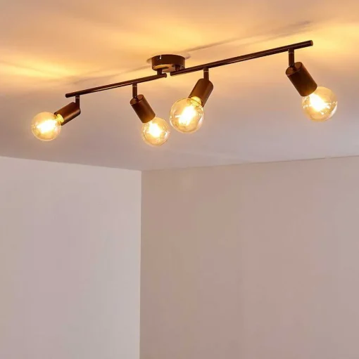Plafonnier Maidford Noir, 4 Lumieres