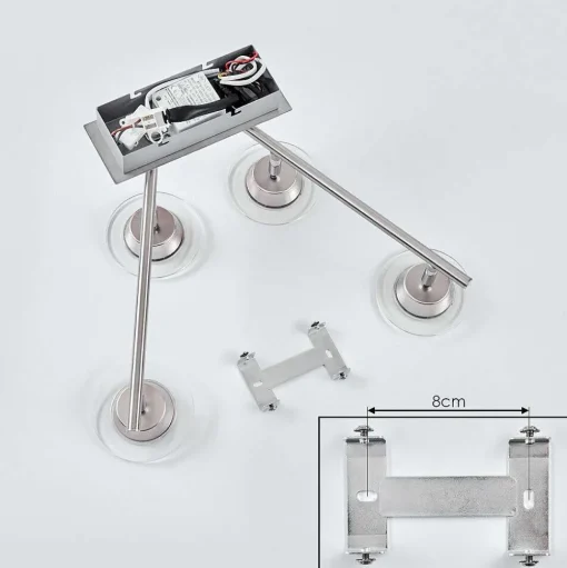 Plafonnier Marsen Led Chrome, Nickel Mat, 4 Lumieres, Telecommandes, Changeur De Couleurs