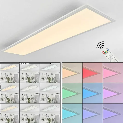 Plafonnier Montalba Led Blanc, 1 Lumiere, Telecommandes, Changeur De Couleurs