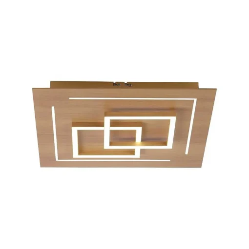 Plafonnier Paul Neuhaus Q-Linea Led Bois Clair, 4 Lumieres, Telecommandes